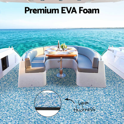 Seamanship EVA Foam Boat Flooring Decking Mat 240x90cm 6mm Blue Camo