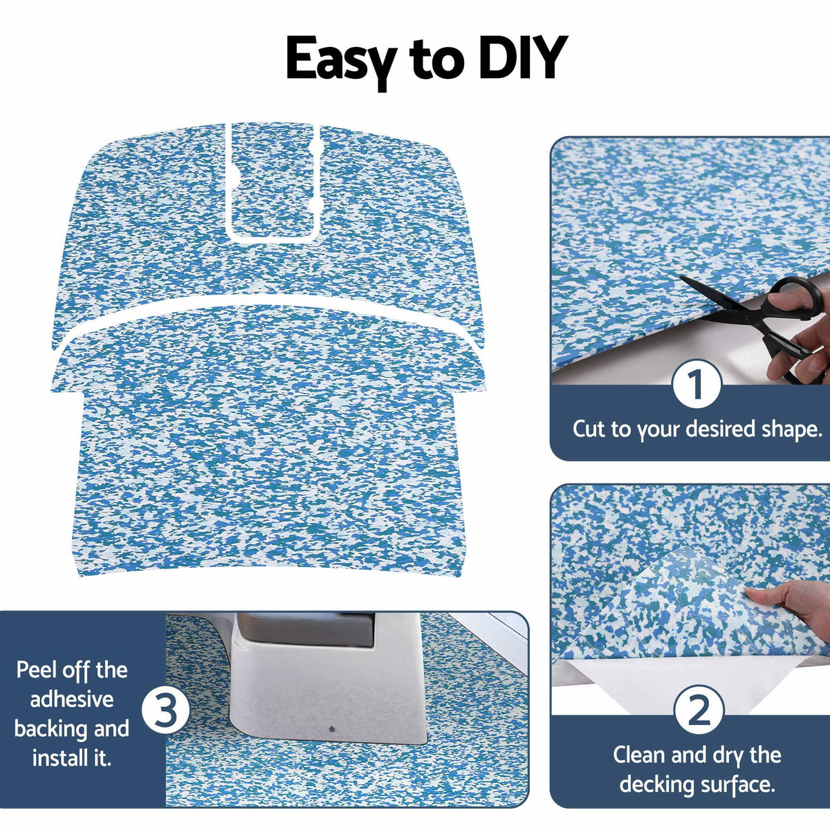 Seamanship EVA Foam Boat Flooring Decking Mat 240x90cm 6mm Blue Camo