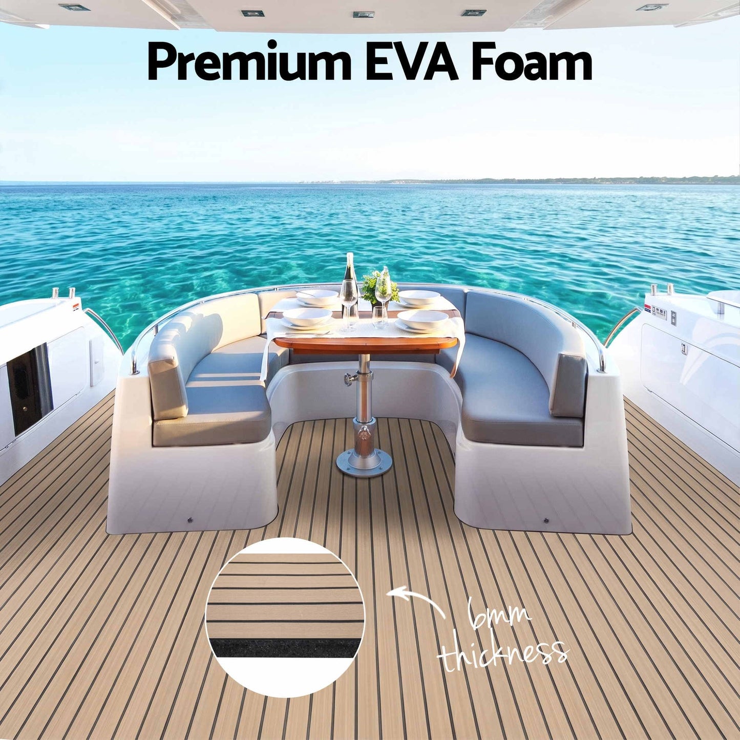 Seamanship EVA Foam Boat Flooring Decking Mat 240x90cm 6mm Taupe