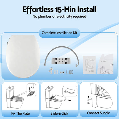 Cefito Non Electric Bidet Toilet Seat O-Shape Dual Nozzle Soft Close WaterMark DIY