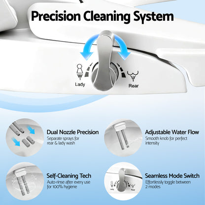 Cefito Non Electric Bidet Toilet Seat D-Shape Dual Nozzle Soft Close WaterMark DIY