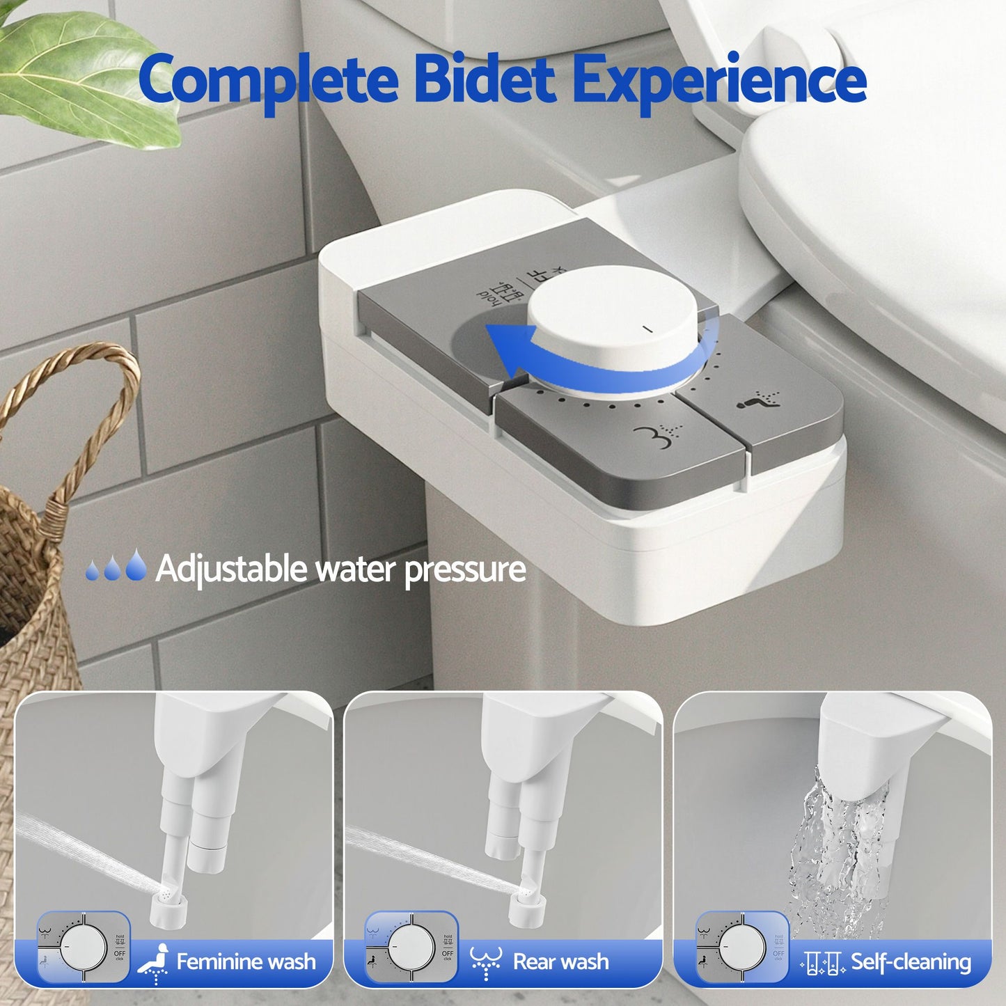 Cefito Non-Electric Ultra-Slim Bidet Attachment Detachable Bidet with Dual Nozzle Frontal & Rear Wash Adjustable Water Pressure Cold Water Toilet Bide