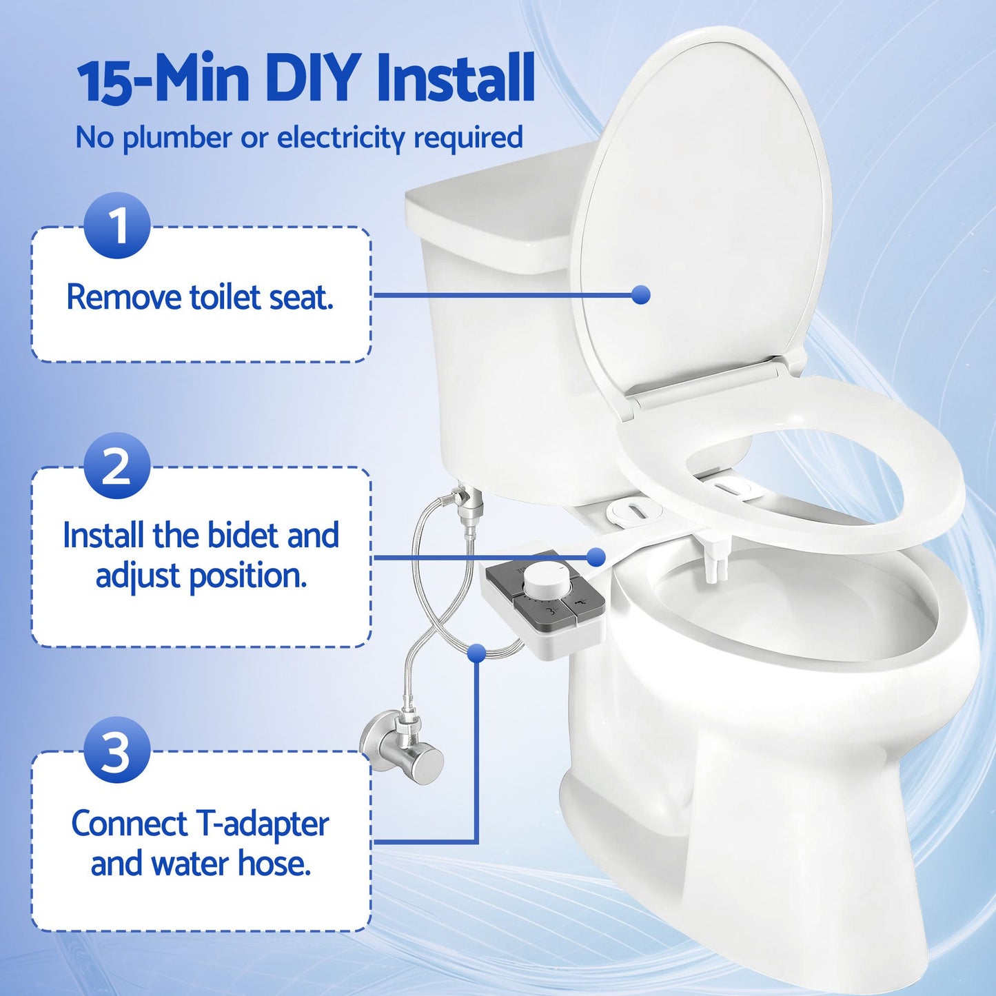 Cefito Non-Electric Ultra-Slim Bidet Attachment Detachable Bidet with Dual Nozzle Frontal & Rear Wash Adjustable Water Pressure Cold Water Toilet Bide