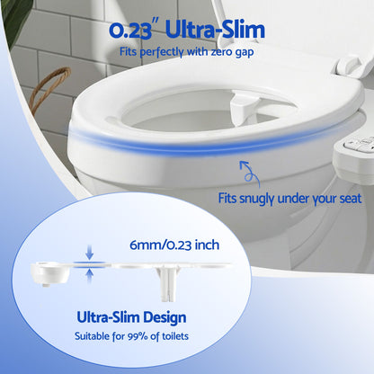 Cefito Ultra-Slim Bidet Attachment Detachable Bidet with Self-Cleaning Dual Nozzle Non-Electric Adjustable Water Pressure, Cold Water Toilet Bide