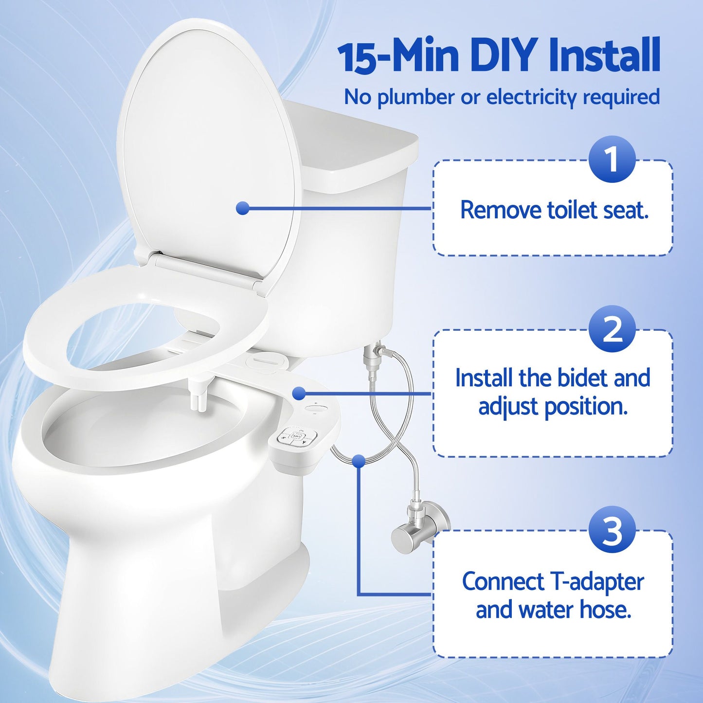 Cefito Ultra-Slim Bidet Attachment Detachable Bidet with Self-Cleaning Dual Nozzle Non-Electric Adjustable Water Pressure, Cold Water Toilet Bide