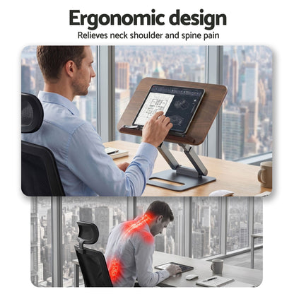 Artiss Book Stand Telescopic Book Holder with Page Clip Ergonomic Desktop Stands OAK