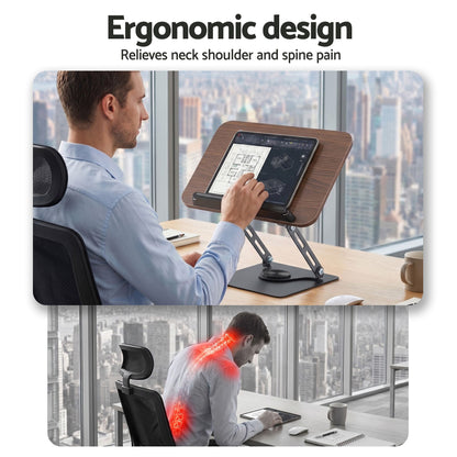 Artiss Book Stand Adjustable Book Holder Foldable Reading Rest Rack with 360 Degree Rotating Base and Page Clip
