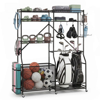 Everfit Sports Equipment Organizer Rack Multi Garage Storage for Golf Bag 174cm