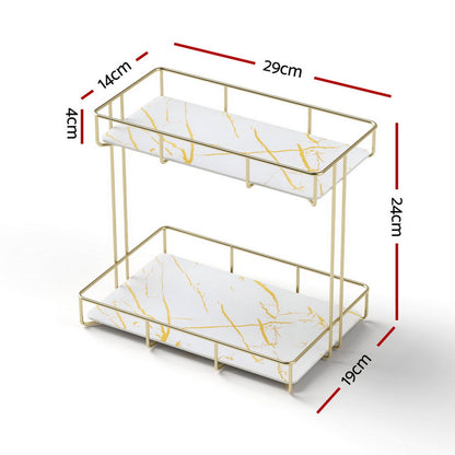 Artiss 2X Bathroom Storage Rack 2 Tier Corner Organiser Gold Marble Look
