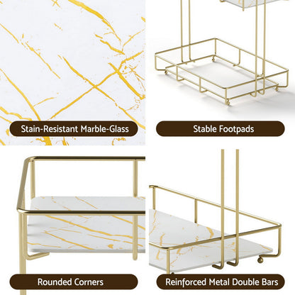 Artiss 2X Bathroom Storage Rack 2 Tier Corner Organiser Gold Marble Look