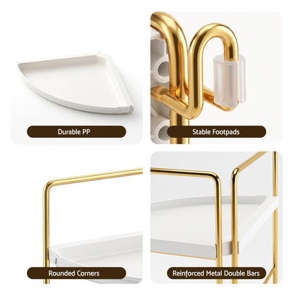 Artiss Bathroom Corner Shelf Countertop Organiser Vanity Storage Rack White Gold