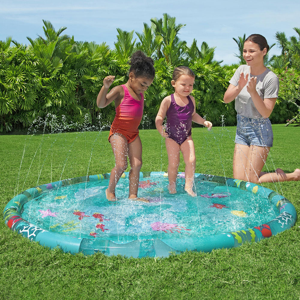 Bestway Kids Inflatable Pad Round Splash Pool Sprinkler Spray Toys Marine 165cm