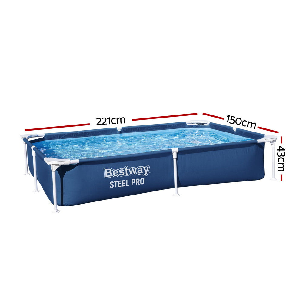 Bestway Swimming Pool 221x150x43cm Steel Frame Above Ground Pools 1200L