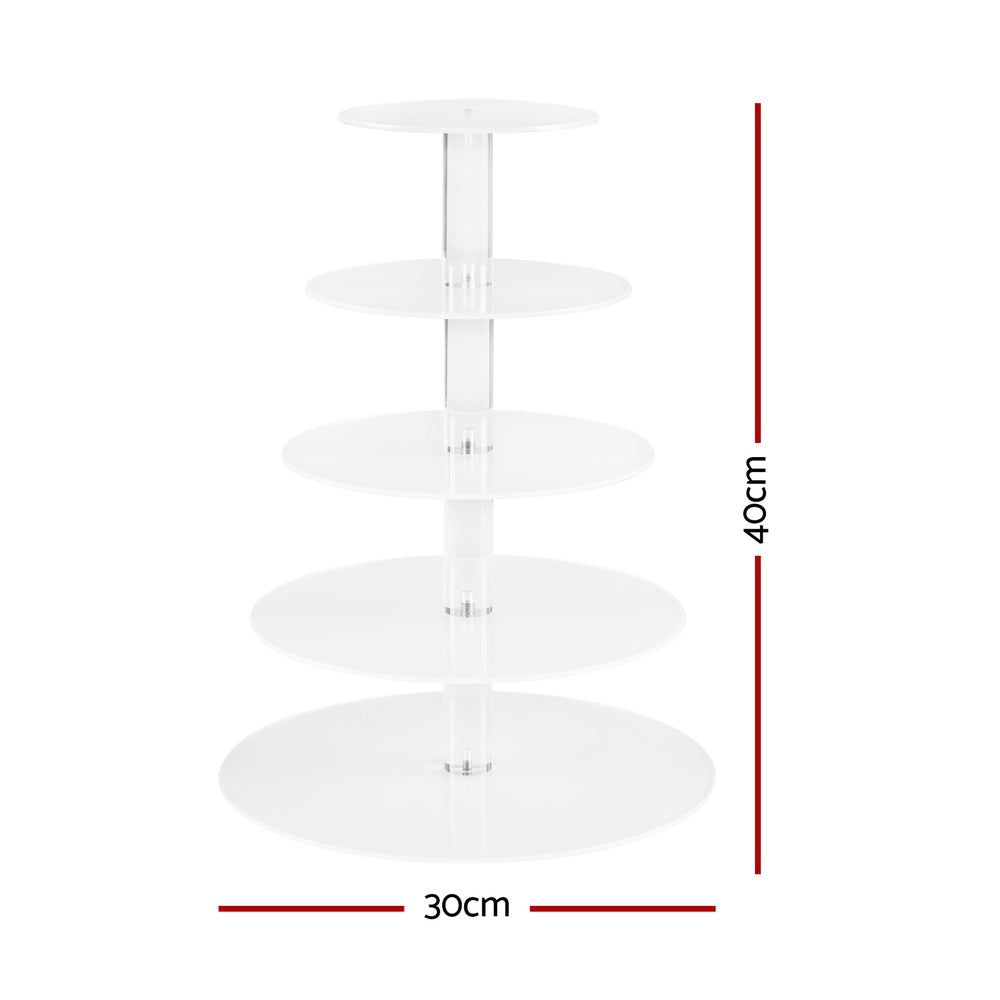 5-Star Chef Cake Stand 5 Tiers Acrylic Holder Display Round Clear Wedding Party