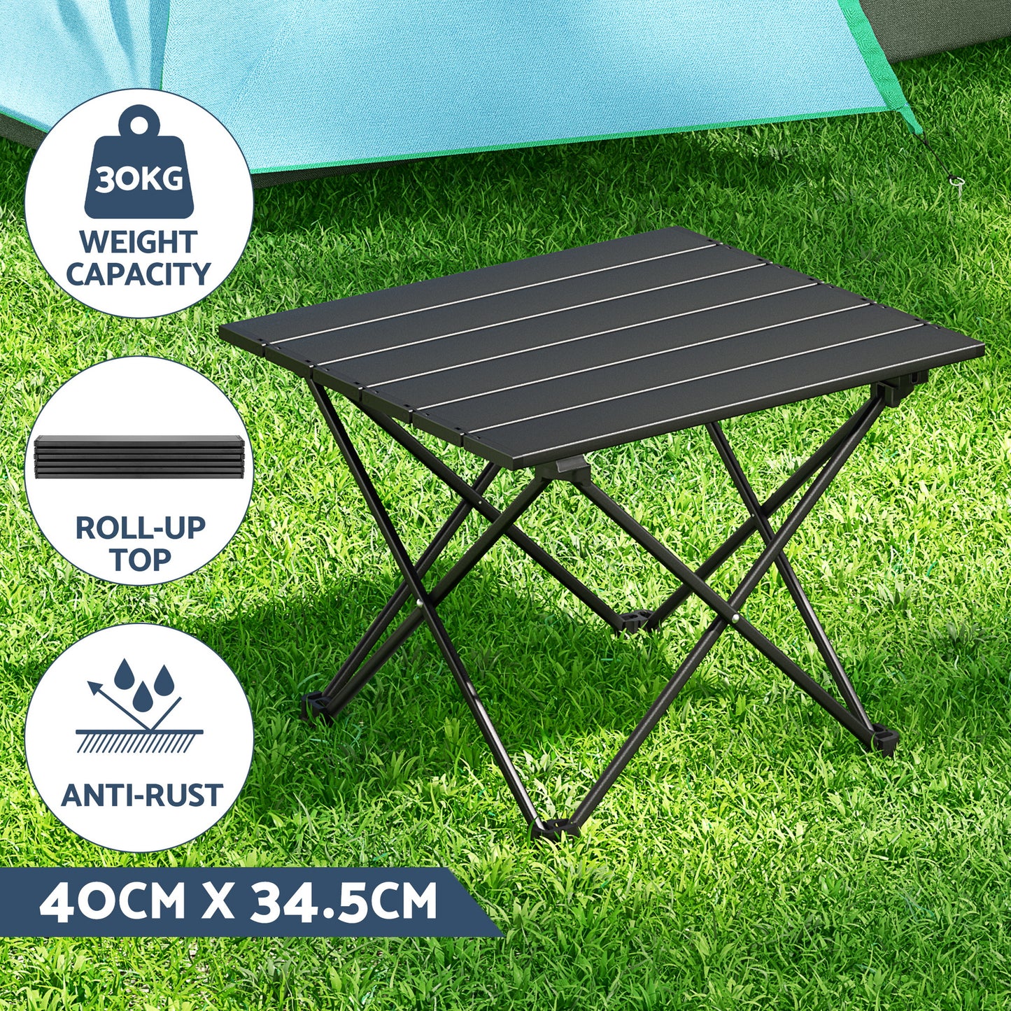 Weisshorn 3pc Camping Table Chair Set Outdoor Folding Aluminium Portable Picnic