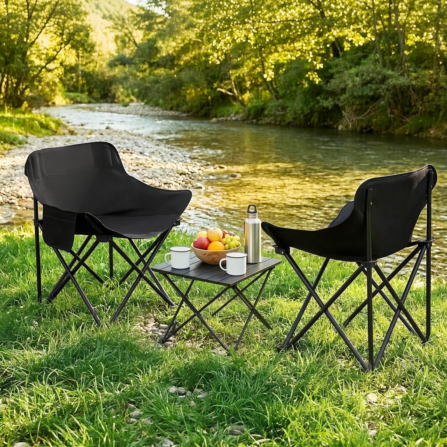 Weisshorn 3pc Camping Table Chair Set Outdoor Folding Aluminium Portable Picnic