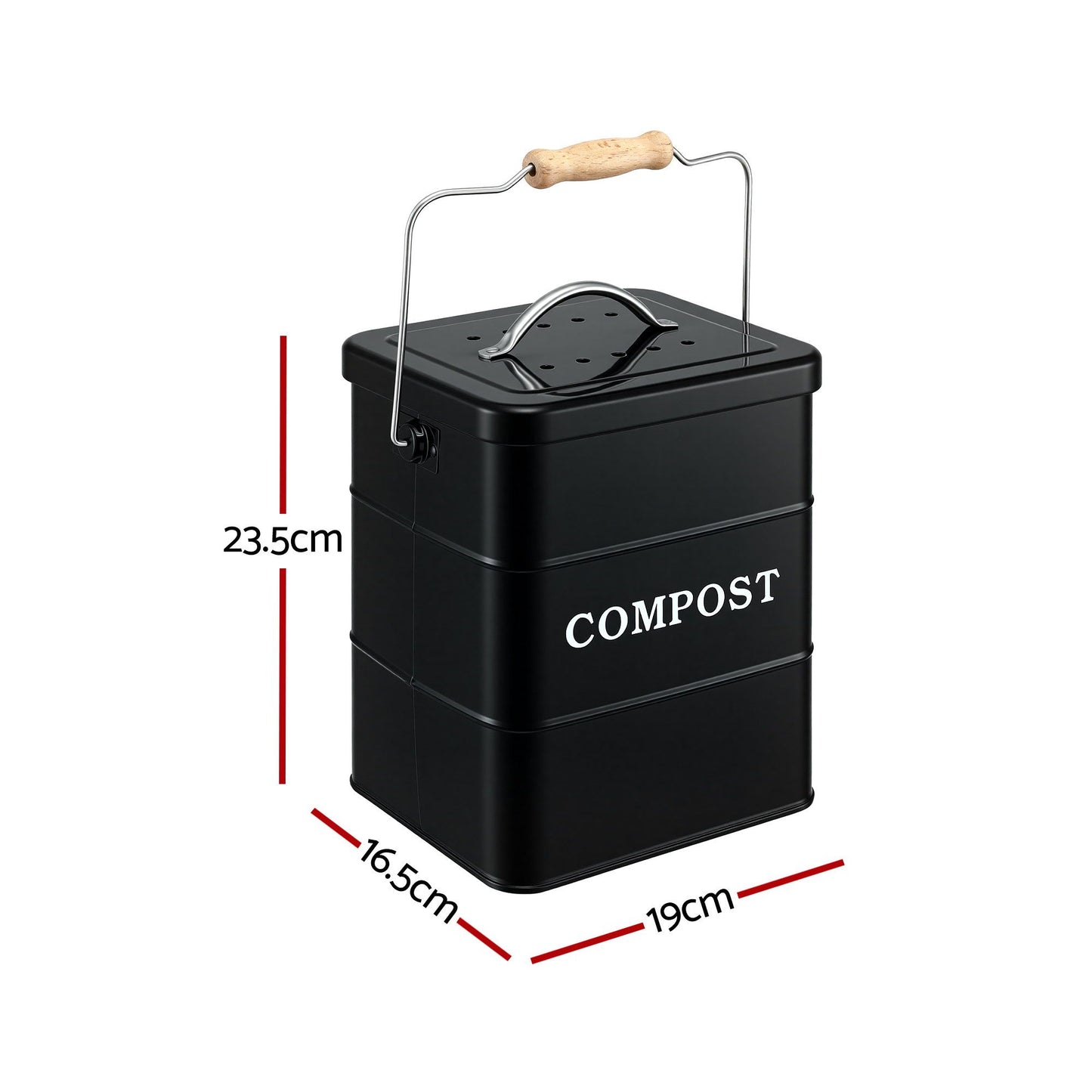 Gardeon 5L Compost Bin Kitchen Countertop Food Waste Caddy Black