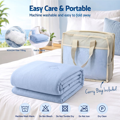 Giselle Cooling Blanket 130cm x 170cm Double Sided Summer Throw Lightweight Blue