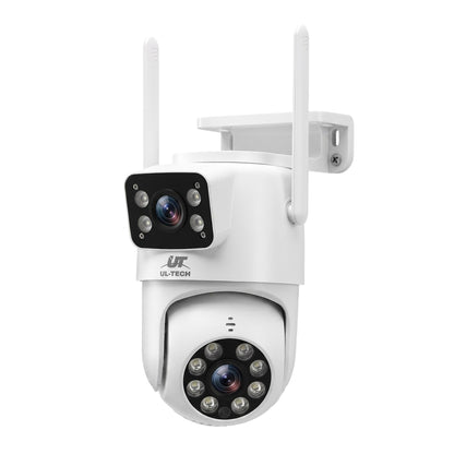 UL-Tech Wireless Security Camera Outdoor Indoor, 2.5K Dual Lens Pan Tilt, 4MP (2×2MP) IP Camera, Motion Detection, Auto-Tracking, Colour Night Vision, 2.4G WiFi, Two-Way Audio, Pet Baby Surveillance
