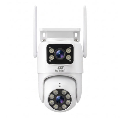 UL-Tech Wireless Security Camera Outdoor Indoor, 2.5K Dual Lens Pan Tilt, 4MP (2×2MP) IP Camera, Motion Detection, Auto-Tracking, Colour Night Vision, 2.4G WiFi, Two-Way Audio, Pet Baby Surveillance