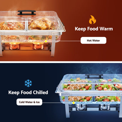 5-Star Chef Chafing Dish 8L 2-Pan Buffet Warmer Food Warmer Catering Server