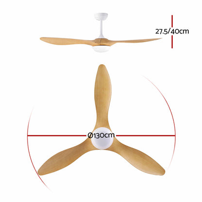 Devanti 52'' Ceiling Fan DC Motor w/Light w/Remote - Wood