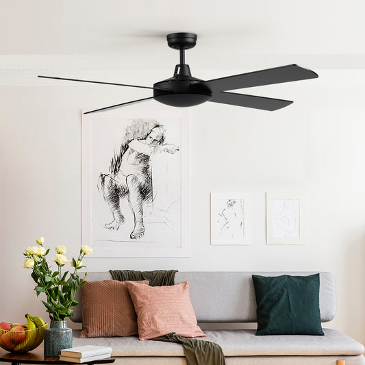 Devanti 52'' Ceiling Fan DC Motor 4 Blades w/Remote - Black