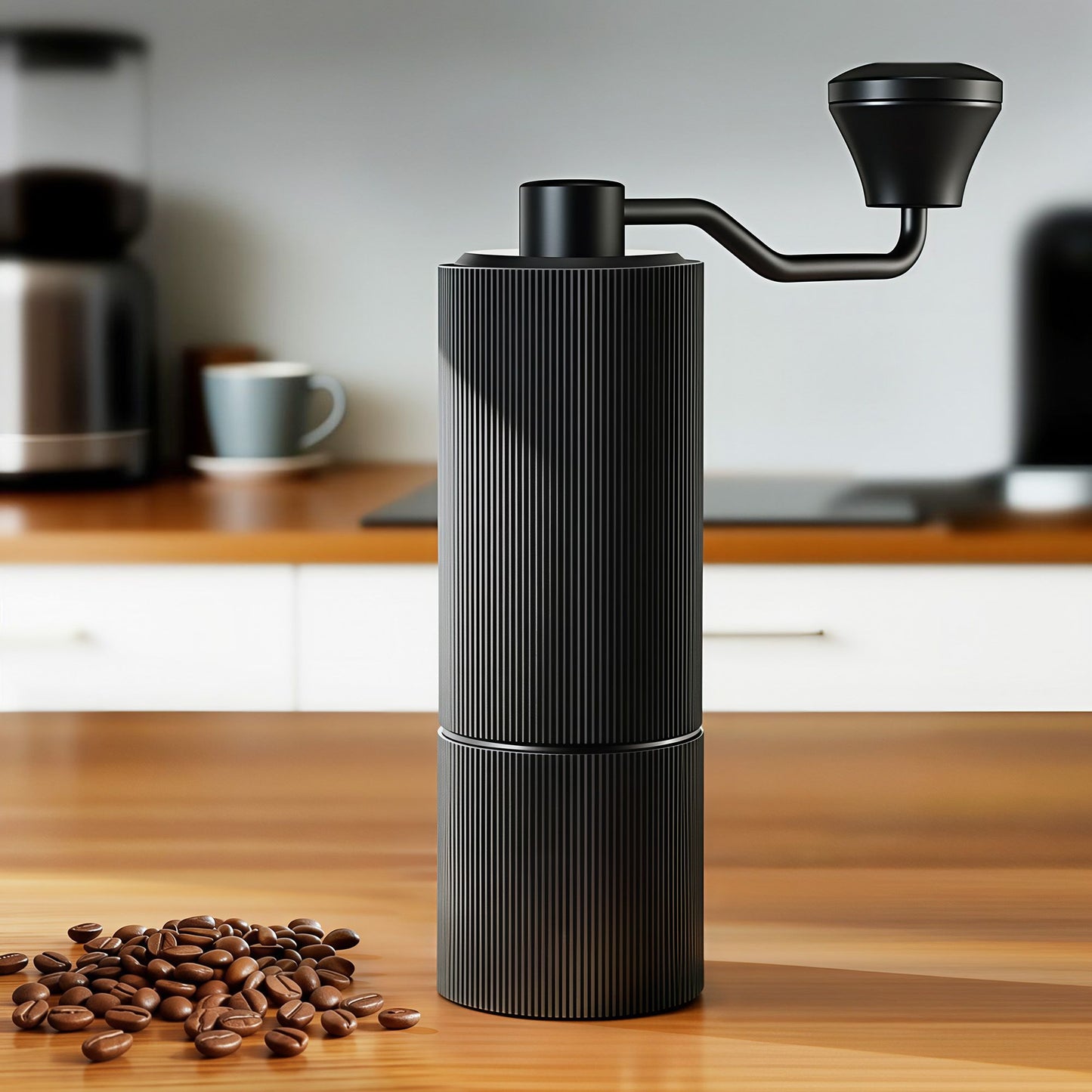 Devanti Manual Coffee Grinder with 24 Adjustable Settings | Hand Coffee Bean Burr Mill for Espresso French Press | Portable Stainless Steel Quiet Grinder with Storage Bag for Travel Camping, Black