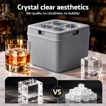Artiss 5cm Clear Ice Mold Whiskey Large Square Ice Cube Tray