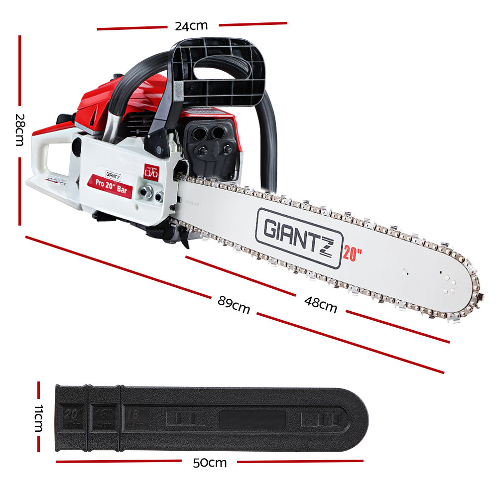 Giantz Chainsaw Petrol 52CC 20" Bar Commercial E-Start Pruning Chain Saw White,Giantz Chainsaw Petrol 52CC 20" Bar Commercial E-Start Pruning Chain Saw White