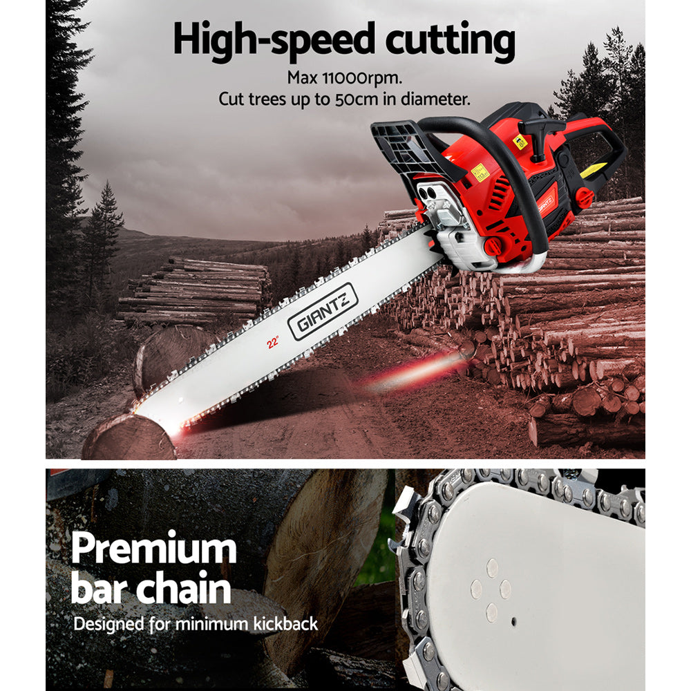 Giantz Chainsaw Petrol 58CC 22" Bar Commercial E-Start Pruning Chain Saw,Giantz Chainsaw Petrol 58CC 22" Bar Commercial E-Start Pruning Chain Saw 4.2HP