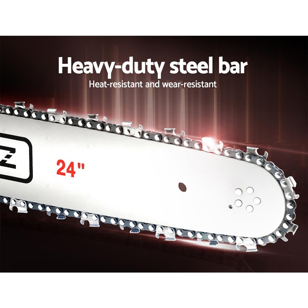 Giantz 62cc Petrol Chainsaw 24 Inch Bar Chain Saw Tree Pruner 2 Stroke E-Start