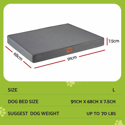 i.Pet Dog Bed Large Water-resistant Egg Crate Foam Orthopedic Pet Mat Grey