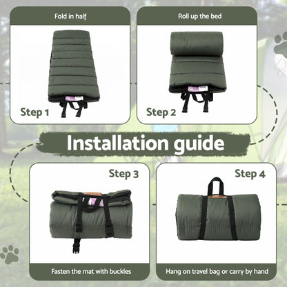 i.Pet Outdoor Dog Bed Large Water-resistant Washable Foldable Travel Dog Mat Green