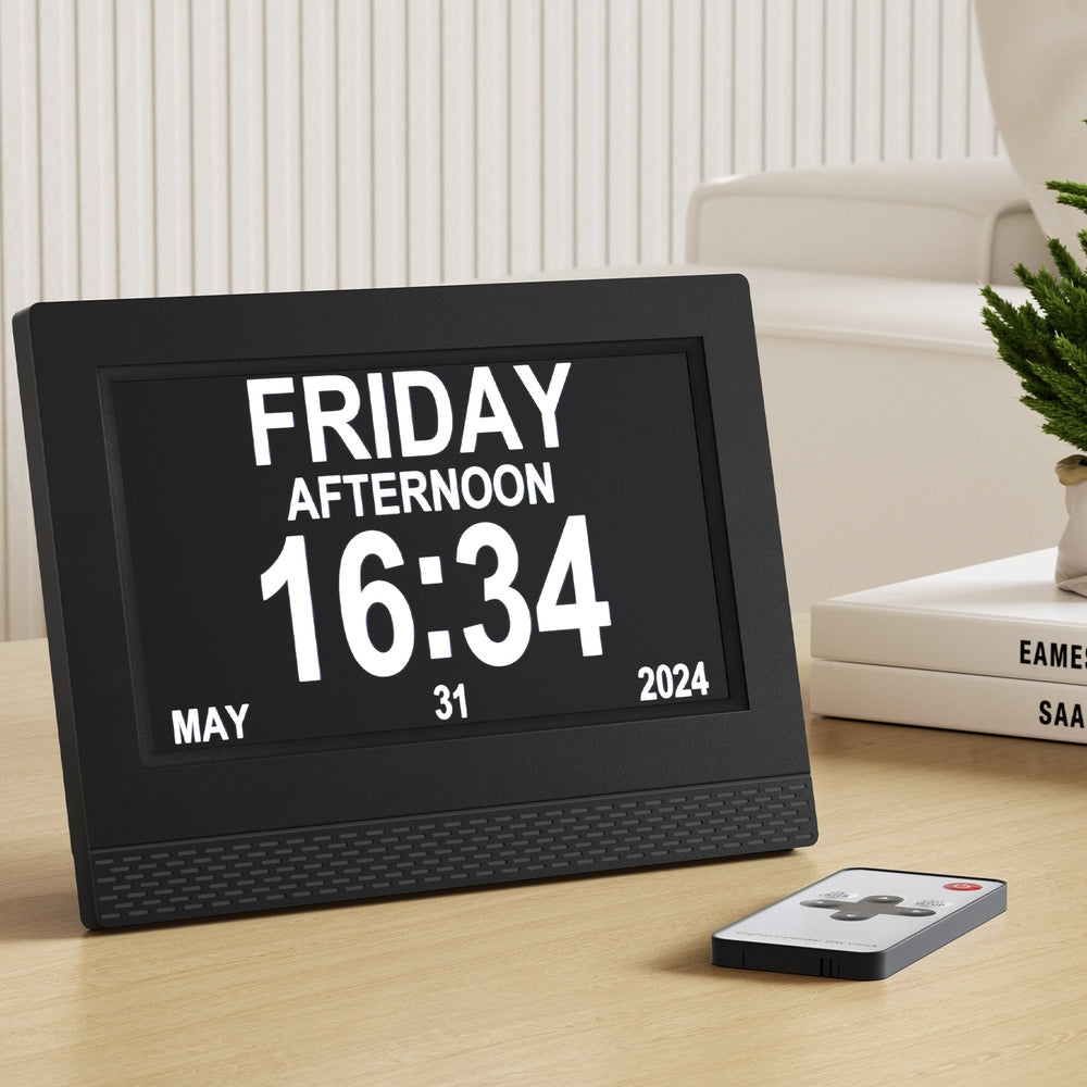 Artiss 7" Digital Day Clock Calendar Alarm Black