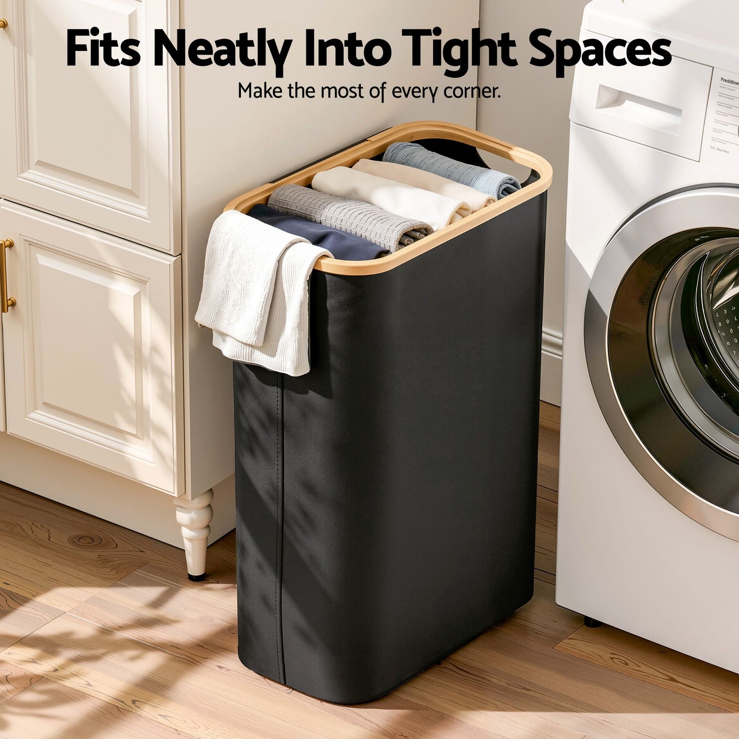 Artiss Laundry Basket with Removable Bag Foldable Black