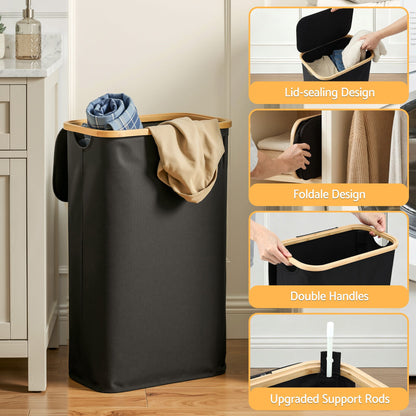 Artiss Laundry Basket with Removable Bag Foldable Black