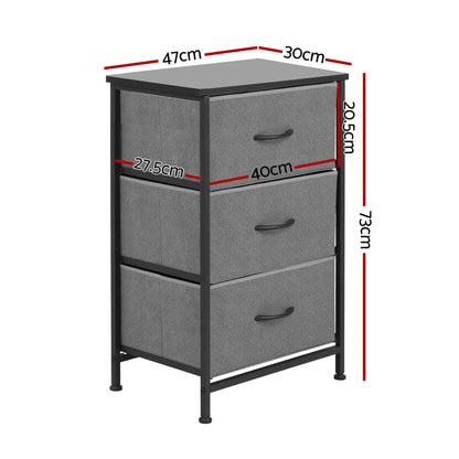 Artiss Chest of 3 Drawers Storage Dresser Tallboy Grey