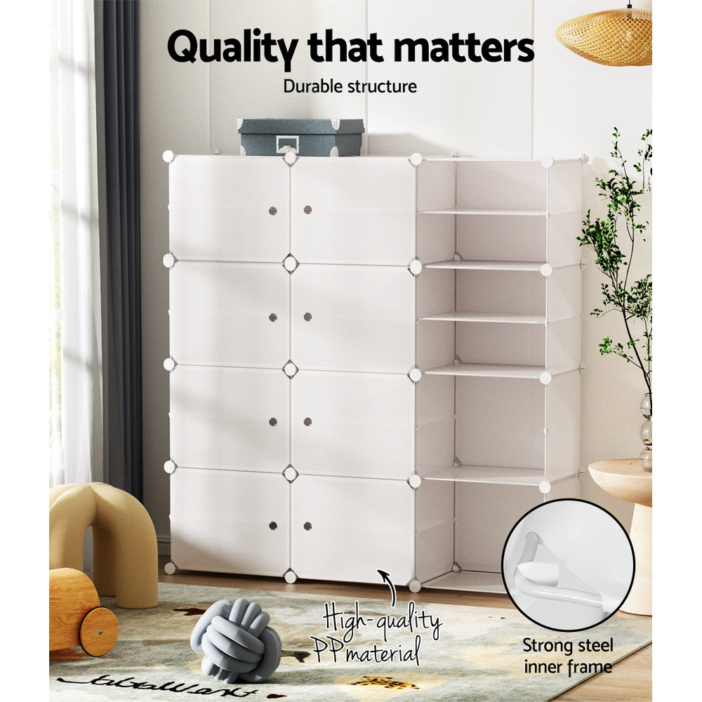 Artiss Shoe Box Rack DIY 12 Storage Cube Stackable White