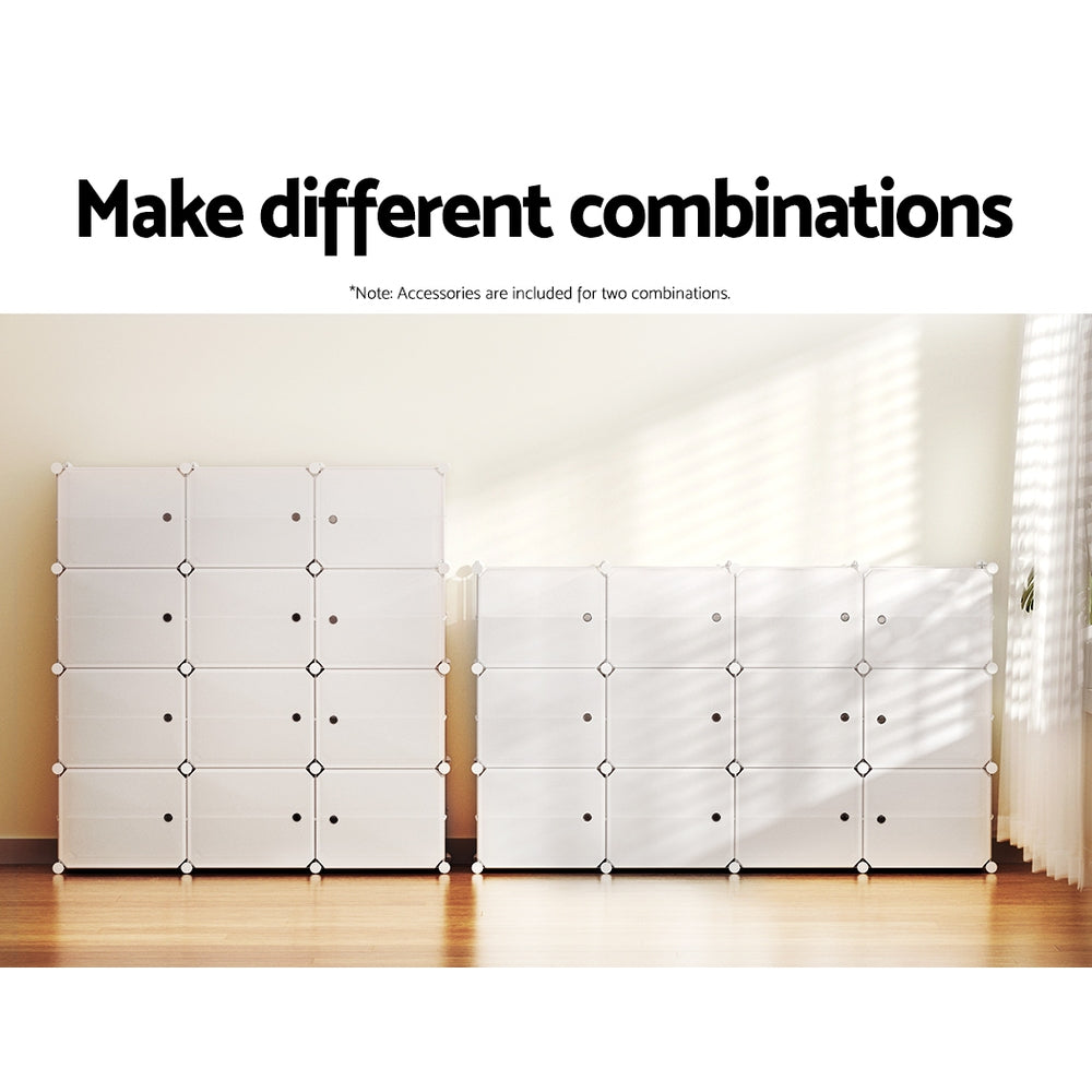 Artiss Shoe Box Rack DIY 12 Storage Cube Stackable White