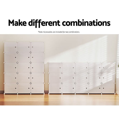 Artiss Shoe Rack Storage Cabinet DIY 15 Storage Cube Stackable White
