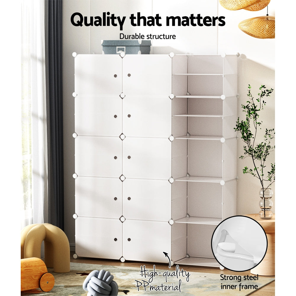 Artiss Shoe Box Rack DIY 15 Storage Cube Stackable White