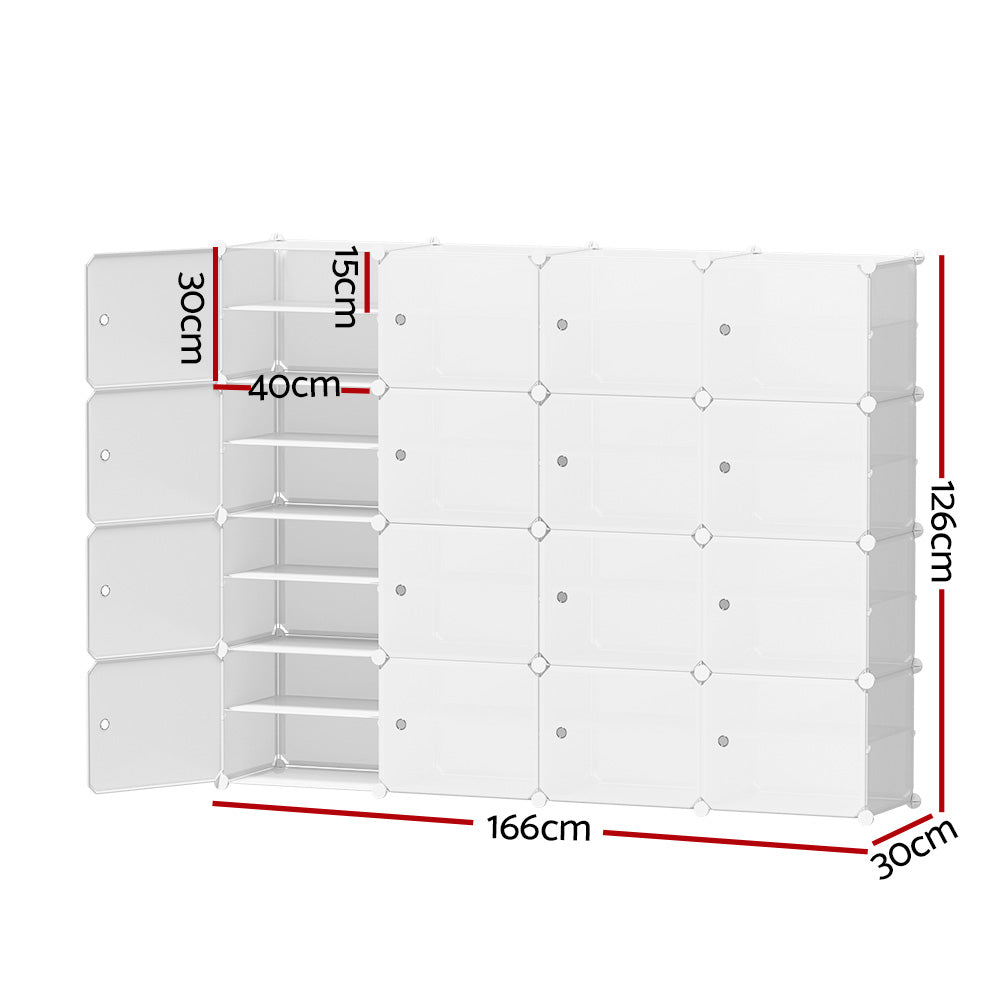 Artiss Shoe Box Rack DIY 16 Storage Cube Stackable White