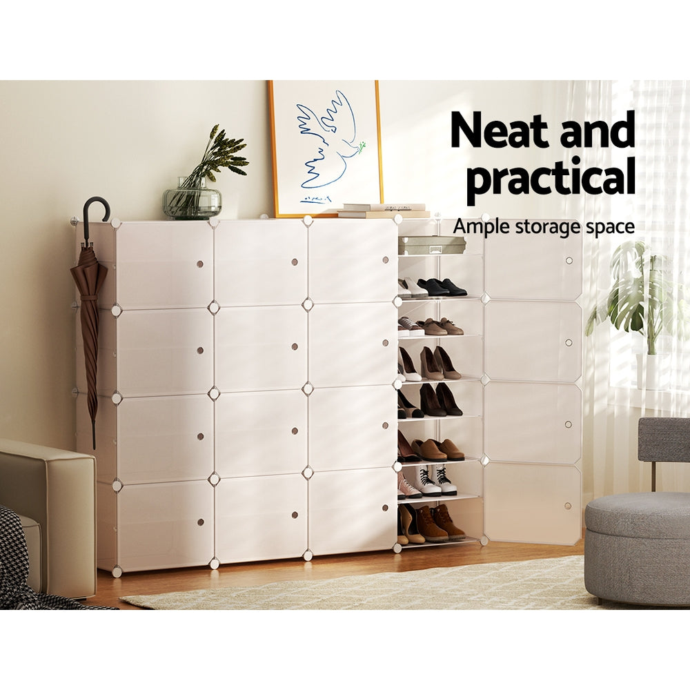 Artiss Shoe Box Rack DIY 16 Storage Cube Stackable White