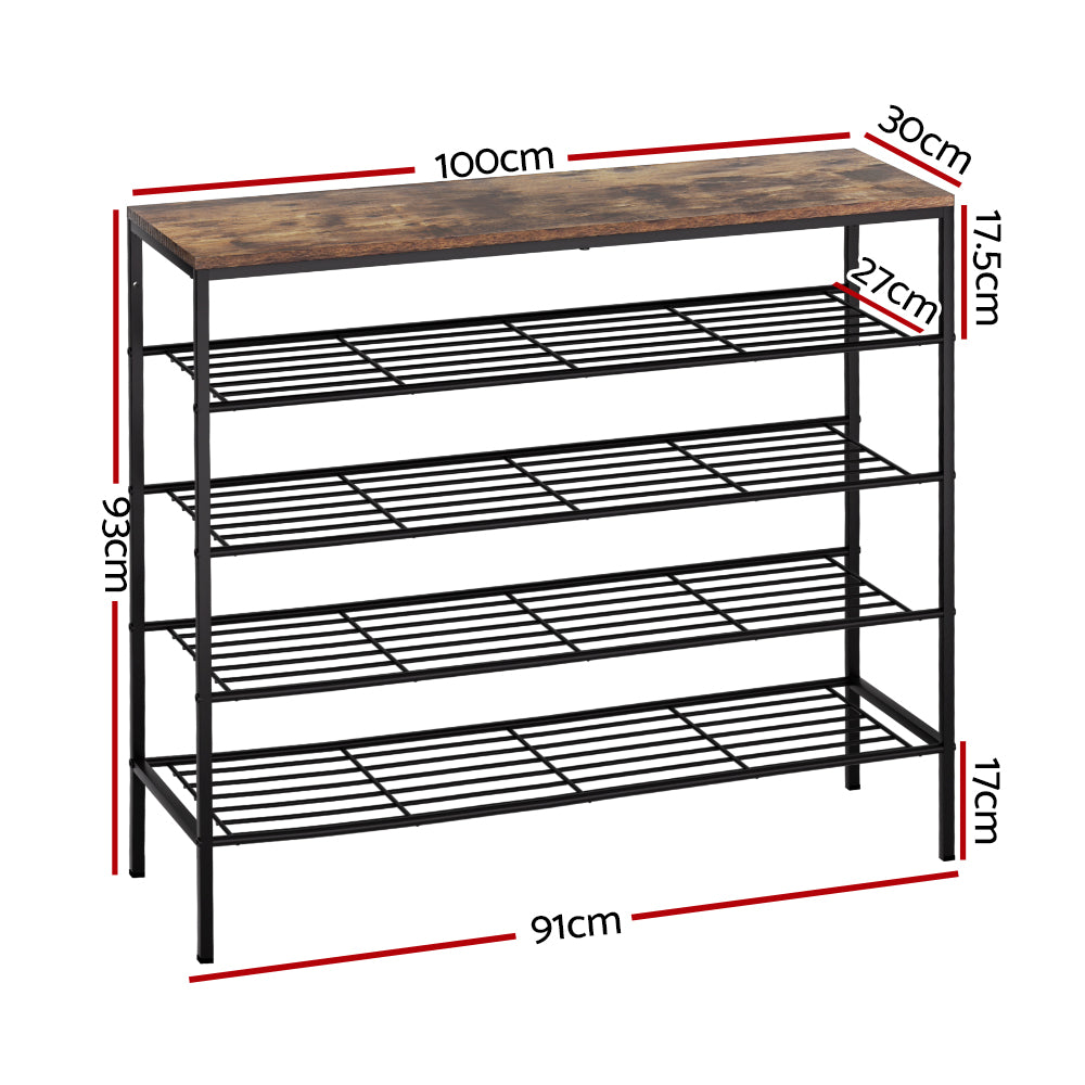 Artiss Shoe Rack 5-tier 25 Pairs Walnut Bob