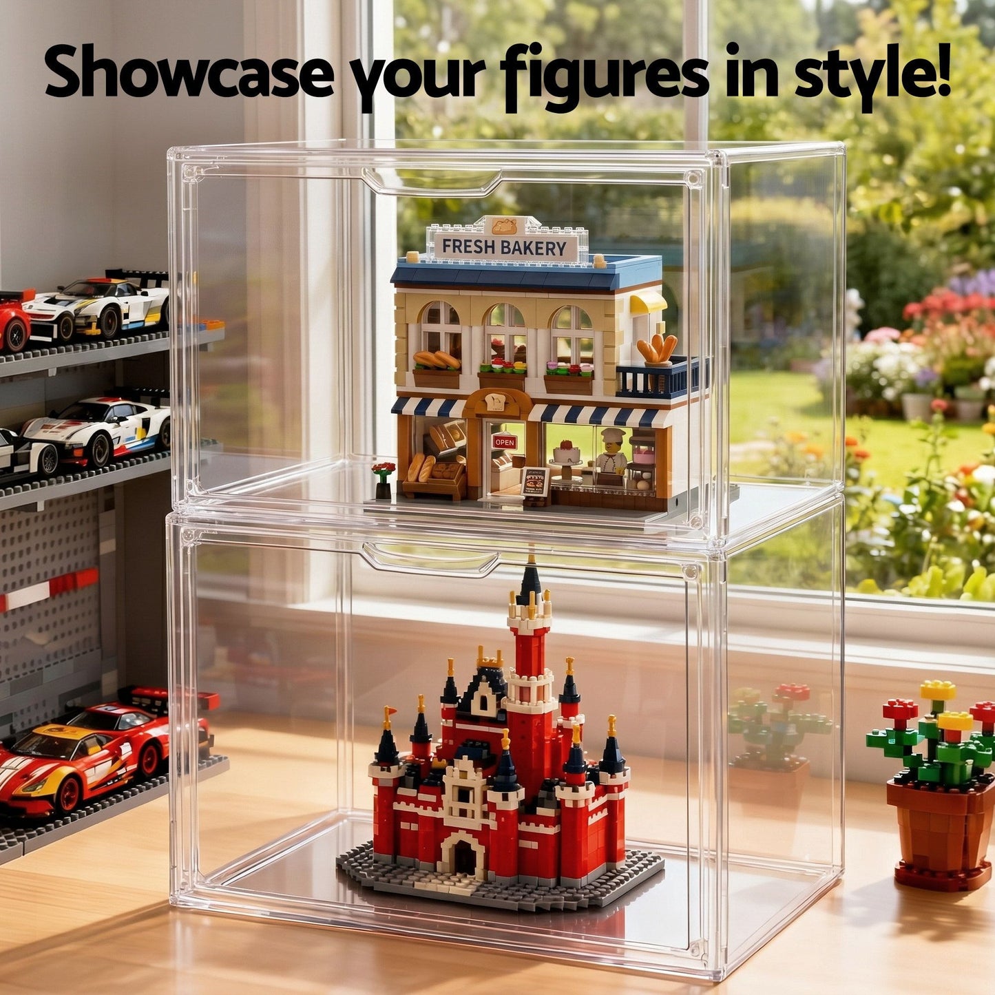 Artiss Clear Acrylic Display Case Box 2 Pack For Toys 54cm