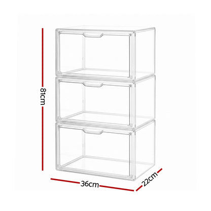 Artiss Clear Acrylic Display Case 3 Pack Toy Storage Box