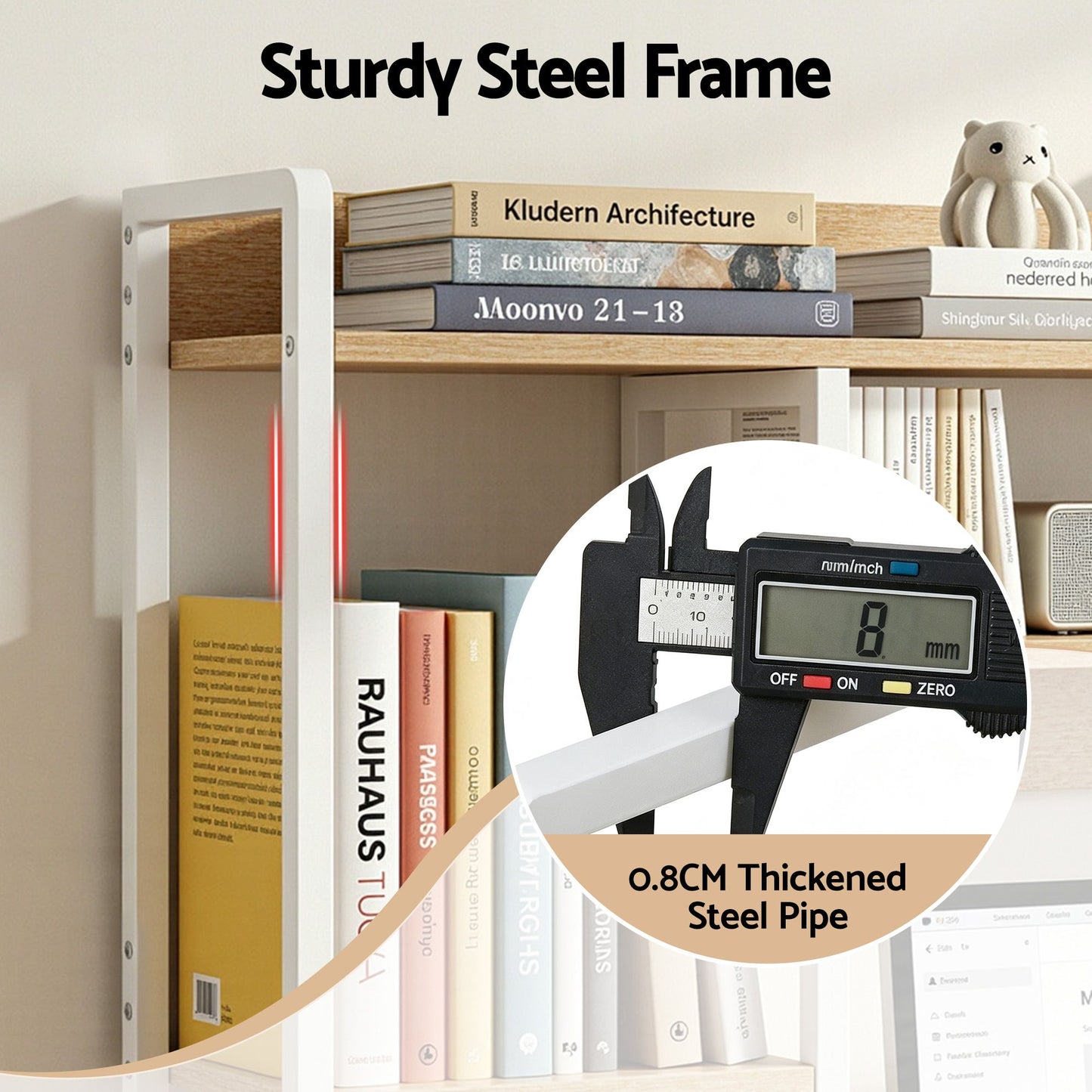 Artist Desk Organizer 2-Tier Desk Shelf 24cm Depth for Unblocked Monitor View Asymmetrical Desk Hutch Dorm for WFH & Gaming Heavy-Duty