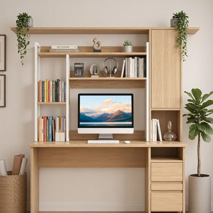 Artist Desk Organizer 2-Tier Desk Shelf 24cm Depth for Unblocked Monitor View Asymmetrical Desk Hutch Dorm for WFH & Gaming Heavy-Duty