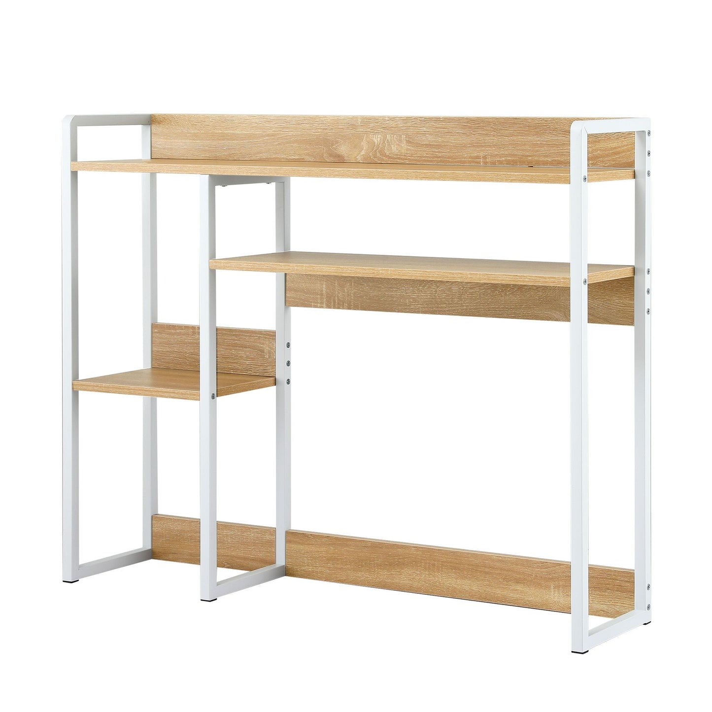 Artist Desk Organizer 2-Tier Desk Shelf 24cm Depth for Unblocked Monitor View Asymmetrical Desk Hutch Dorm for WFH & Gaming Heavy-Duty